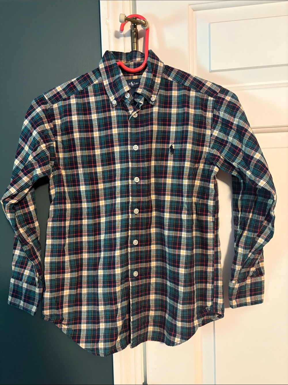 Ralph Lauren Boys Plaid Button-Down Shirt - Blue, Green, White